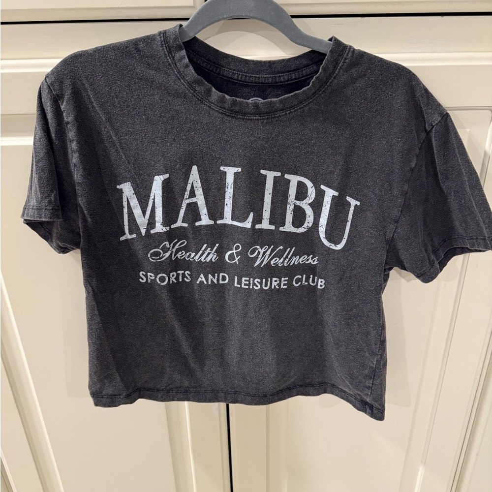 Malibu crop top Charcoal Gray T-Shirt